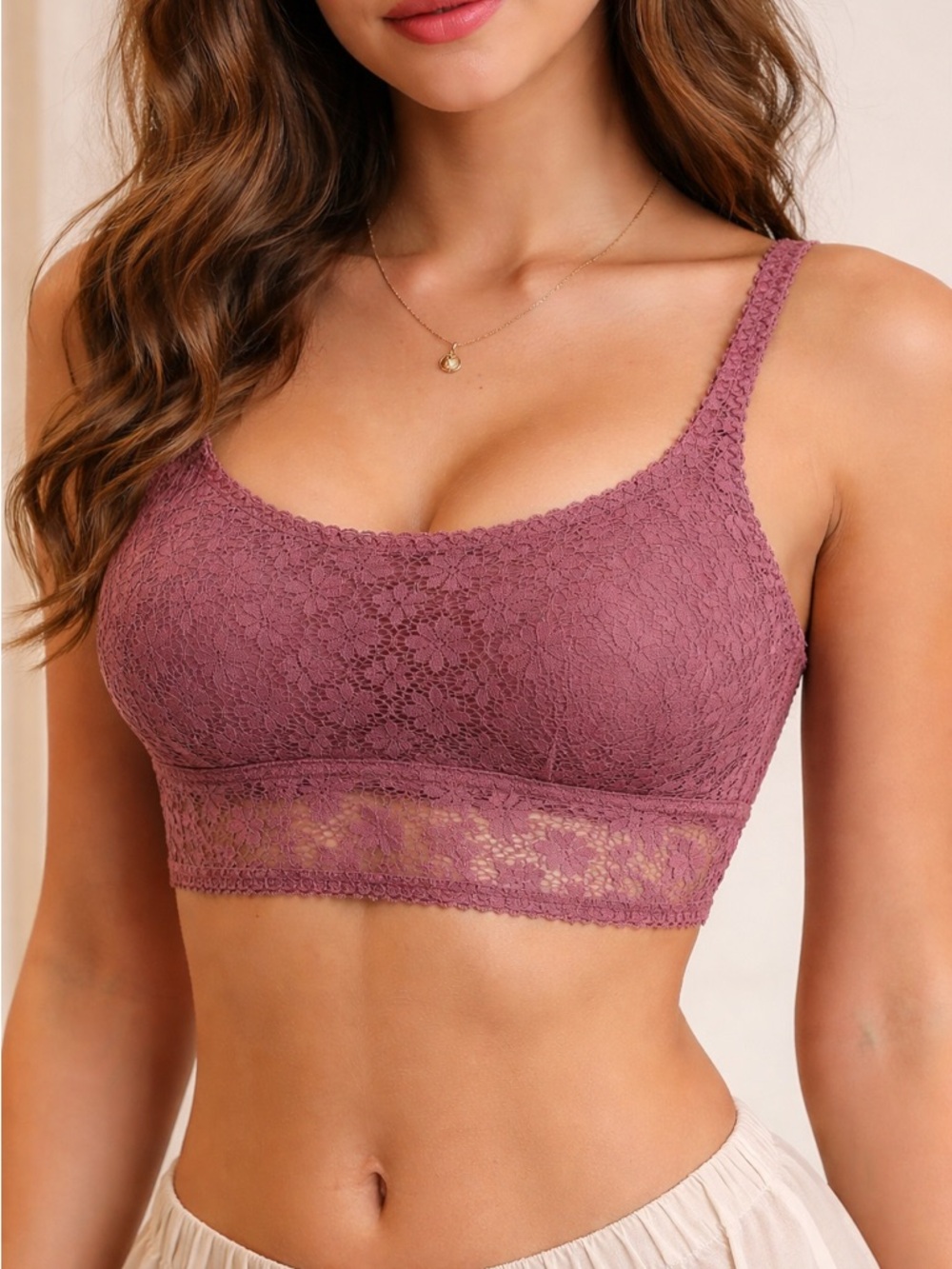 Lucky Brand purple Lace Wireless Bralette size large